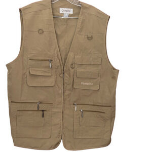OlympinA Mens Medium Fishing Hiking Photography Outdoor Vest Zip Pockets 3X